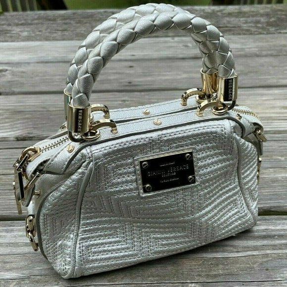 Versace Handbags - Gianni Versace Women Bag Small Hand Bag Silver Tone Made in Italy